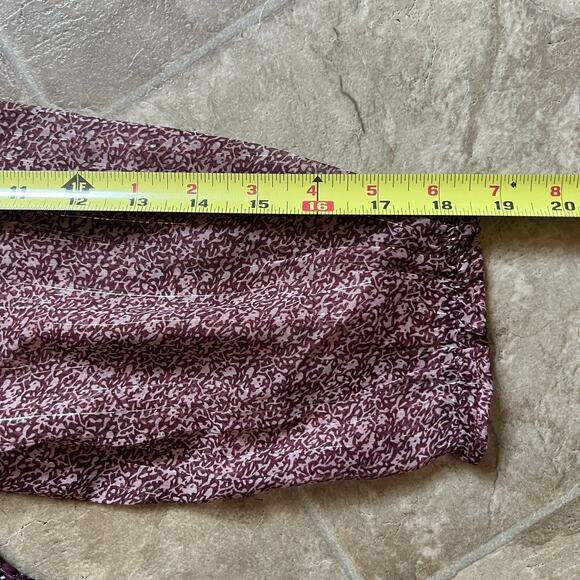 Womens Maxi Dress Burgundy Mixed Pattern Smocked Whimsigoth Ren Faire Whimsical - Picture 10 of 10